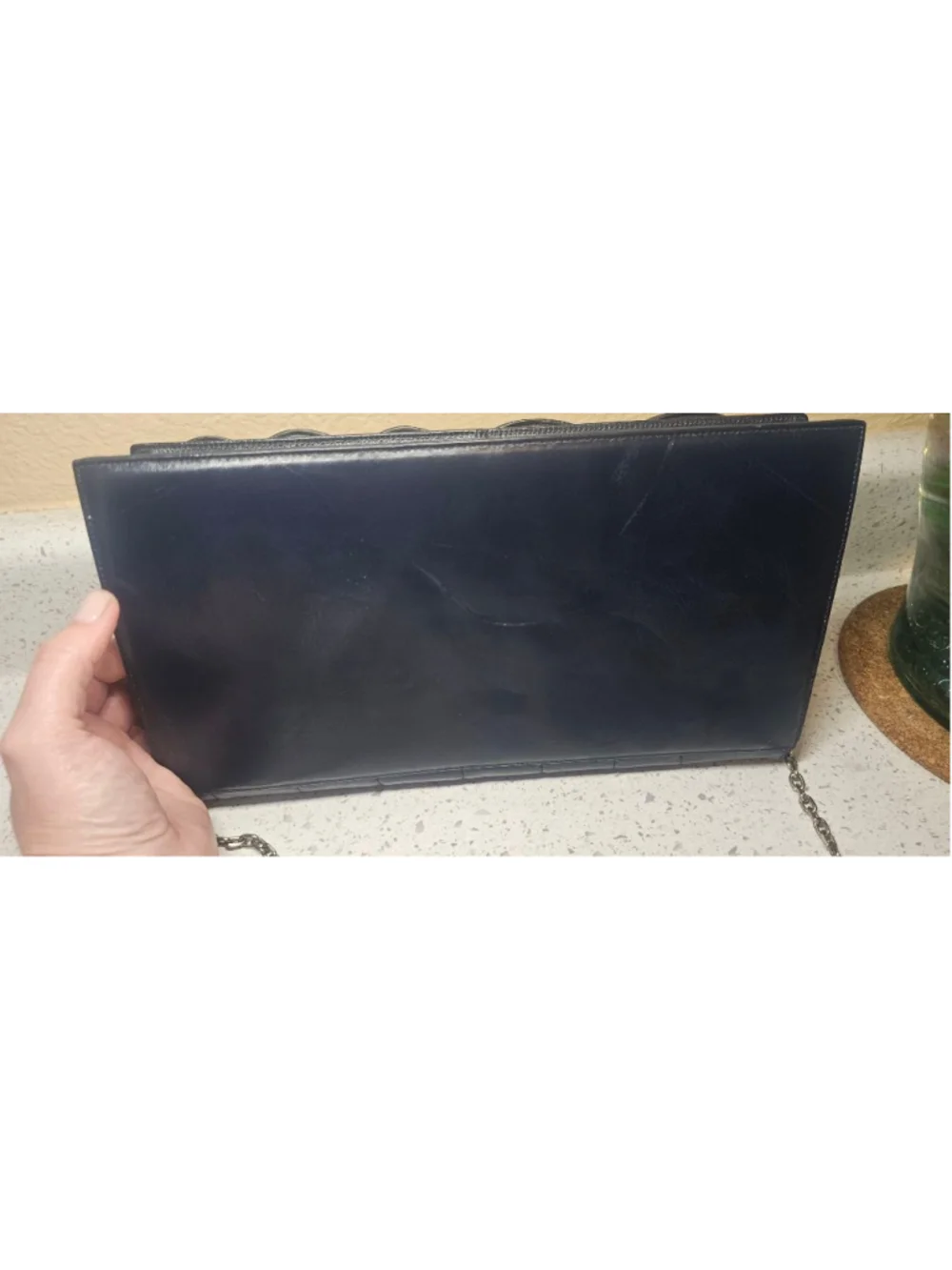 Women's Chic de Paris Blue Leather Clutch Bag